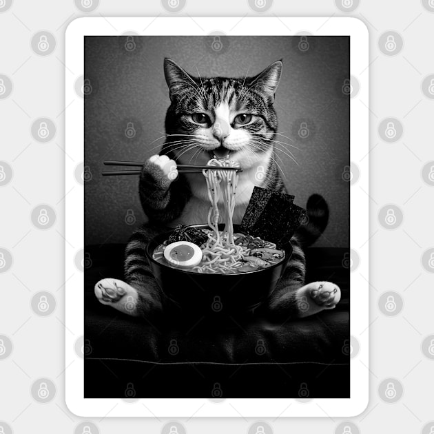 Cat and Ramen Sticker by Megadorim